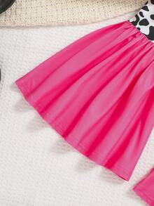 Young Girl Letter & Leopard Print Pullover & Flare Leg Pants - Multicolor - View 7