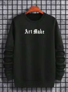 Manfinity LEGND Men Plus Slogan & Figure Graphic Drop Shoulder Sweatshirt - Black - View 2