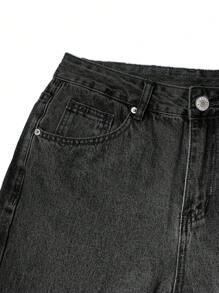 Men Ripped Straight Leg Jeans - Dark Grey - View 8