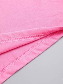 SHEIN EZwear Cow And Floral Print Tee - Pink - View 4