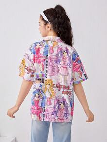 SHEIN 青少年女孩卡通人物圖案襯衫 - 彩色 - 查看 2
