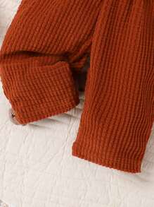 Baby Boy Cartoon Graphic Bow Front Bodysuit & Suspender Pants - Coffee Brown - View 6