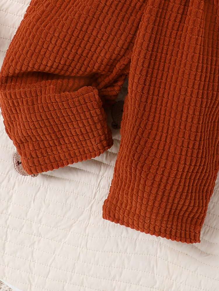 Baby Boy Cartoon Graphic Bow Front Bodysuit & Suspender Pants