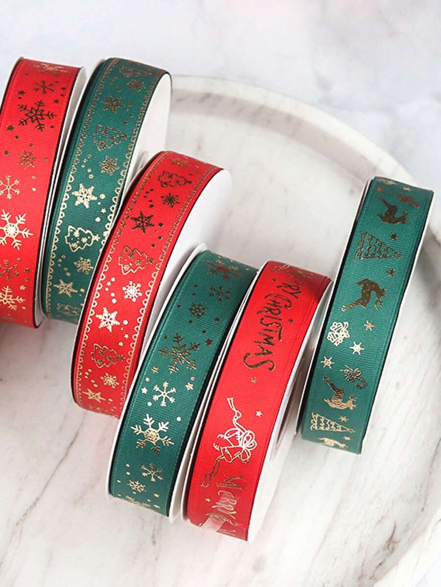 1 Miếng Giáng sinh Ruy băng Đối với Hoa & Trang trí Bánh & Cây , 22m Dài Đỏ/Xanh lục Ruy băng , Ngẫu nhiên Phong cách - Nhiều màu - Xem 1