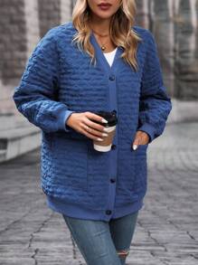 EMERY ROSE Dual Pocket Drop Shoulder Quilted Padded Coat Clothes Winter