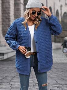 EMERY ROSE Dual Pocket Drop Shoulder Quilted Padded Coat Clothes Winter