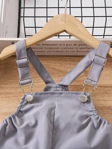 SHEIN 年輕女孩純色整體連身褲 - 灰色 - 查看 3