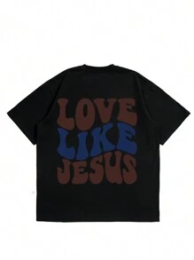 Men Slogan Graphic Tee - Black - View 1