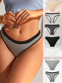 SHEIN 7pack Allover Print Contrast Binding Brief - Multicolor - View 2