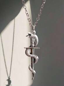 ROMWE Grunge Punk 1pc Funky Iron Alloy Snake Decor Necklace For Women For Daily Decoration