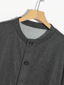 Manfinity Homme Abrigo Suelto Para Hombre Con Cremallera Y Caída De Hombros - Gris - Ver 4