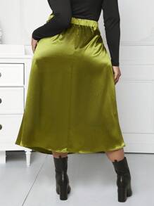 SHEIN CURVE+ 大碼高腰緞面半身裙