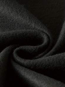 加大码万圣节印花袋鼠口袋抽绳卫衣 - 黑色 - 查看 3