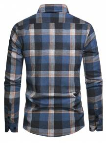 Manfinity Homme Men Plaid Print Button Up Shirt Without Tee - Blue - View 2