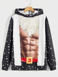Manfinity VCAY Men Figure Graphic Galaxy Hooded Sweatshirt - Multicolor - View 1