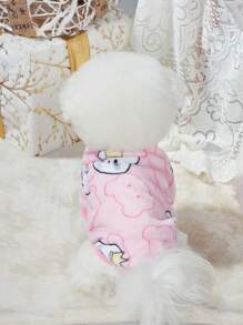 PETSIN 1入組粉色的法蘭絨寵物運動衫帶皇冠小熊印花,,濃烈香調 - 彩色 - 查看 5