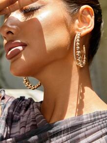 SHEIN SXY 1pair Minimalist & Fashionable Personalized Earrings - Yellow Gold - View 1