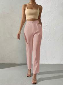SHEIN Privé Cao eo Túi nghiêng Quần tây - Hồng - Xem 4