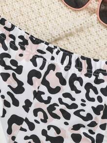 Young Girl Letter & Leopard Print Pullover & Flare Leg Pants - Multicolor - View 5