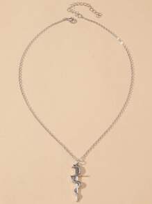 ROMWE Grunge Punk 1pc Funky Iron Alloy Snake Decor Necklace For Women For Daily Decoration