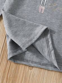 SHEIN Cô Gái Trẻ Đồ họa Hình Áo thun - Xám - Xem 6