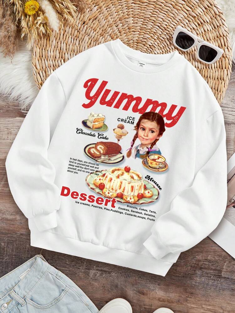 Teen Girls Food & Slogan Graphic Sweatshirt