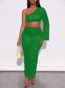 Zolique 單肩短款上衣&鉛筆裙