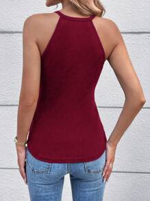 Calvaya Top halter unicolor con abertura cruzado