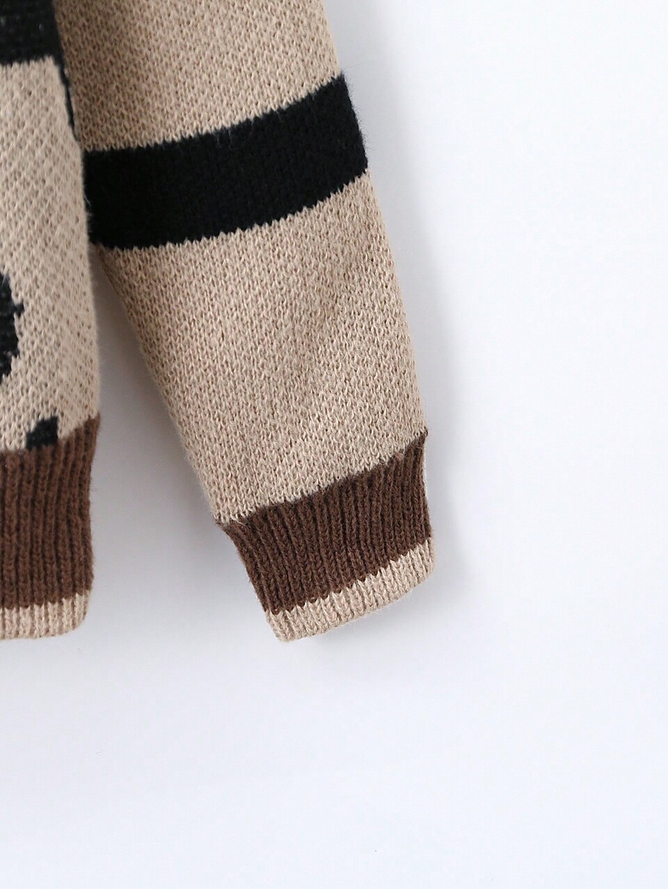 Tween Girl Leopard Pattern Contrast Trim Sweater