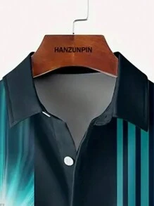 Manfinity Homme Men Plus Striped & Cross Print Shirt - Green - View 3