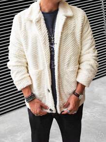 Manfinity Homme Nam Áo Teddy Jackets - Màu be - Xem 1