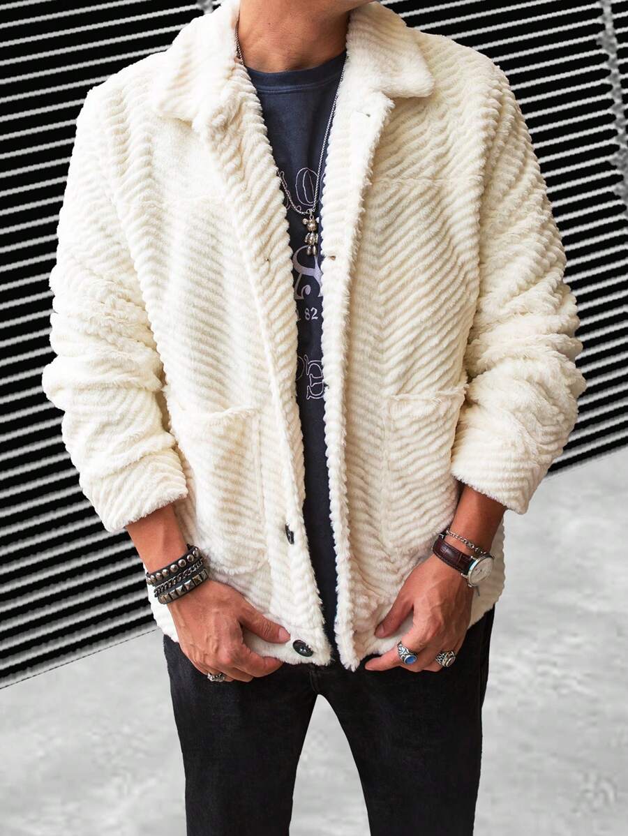 Manfinity Homme Nam Áo Teddy Jackets - Màu be - Xem 1