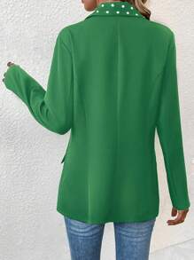 SHEIN Clasi 波卡圓點單釦西裝外套 - 綠色 - 查看 2