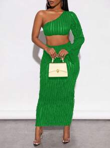 Zolique 單肩短款上衣&鉛筆裙