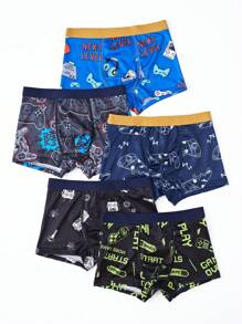 Tween Boy 5pcs Cartoon Graphic Boxer Brief - Multicolor - View 1