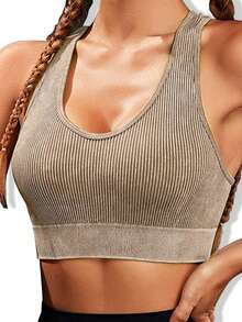 SHEIN Daily&Casual Seamless High Stretch Sports Tank Top - Bronze - View 3