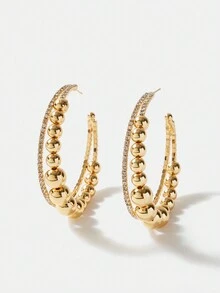 SHEIN SXY 1pair Minimalist & Fashionable Personalized Earrings - Yellow Gold - View 6