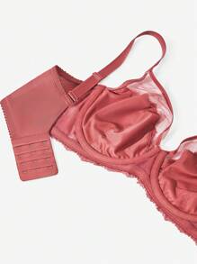 LUVLETTE 加上性感内衣全覆盖蕾丝胸罩 - 紅色 - 查看 7