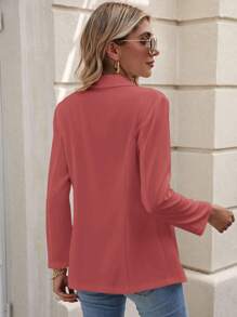 SHEIN LUNE Shawl Collar Open Front Blazer - Rusty Rose - View 2