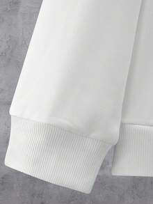 Manfinity Homme Lỏng lẻo phù hợp Nam In Gấu Thả vai Áo nỉ - trắng - Xem 4