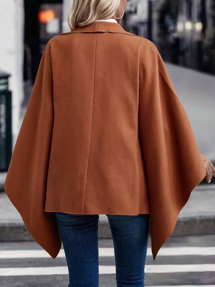 Waterfall Collar Cloak Sleeve Overcoat