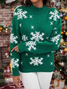 SHEIN Essnce Pull Motif Flocon De Neige Épaule tombante