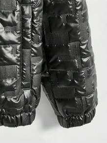 GENTILAND Men Teddy Lined Zip Up Hooded Padded Coat - Black - View 5