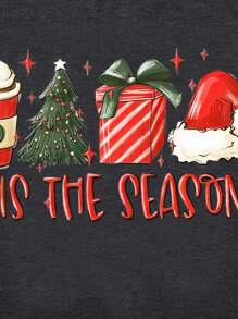 INAWLY Blusas con estampado navideño para mujeres - Gris Oscuro - Ver 4