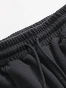 FRIFUL Solid Drawstring Waist Slant Pocket Pants - Dark Grey - View 6