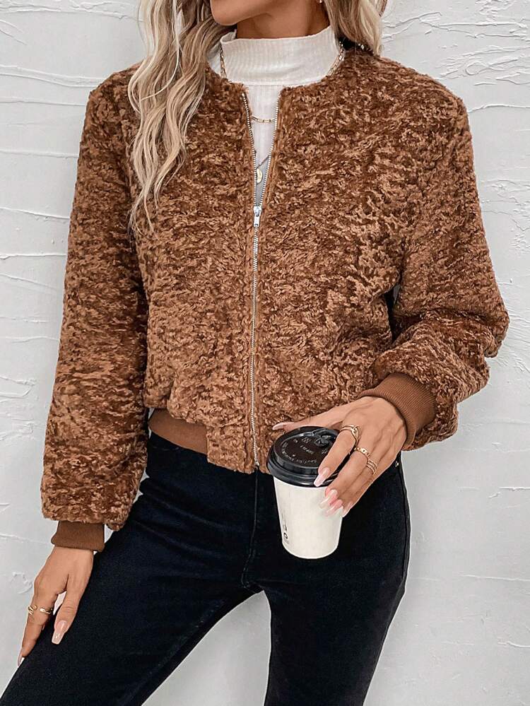 Zip Up Fuzzy Coat