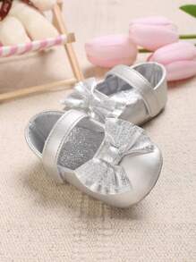 0-1Y Baby Girls' Silver Soft Sole Princess Shoes, Autumn/Spring - Silver - View 1