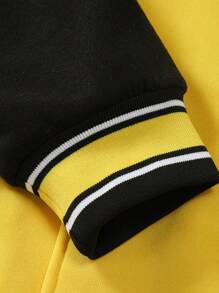 Manfinity LEGND 男士寬鬆字母圖案運動夾克,帶有條紋修飾和散肩設計,無帽款 - 彩色 - 查看 5