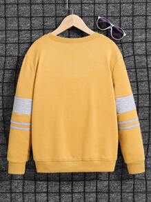 SHEIN Boys Contrast Panel Thermal Lined Sweatshirt - Yellow - View 2