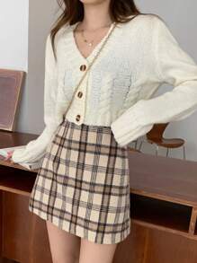 DAZY 格纹印花直筒裙 秋季半身裙